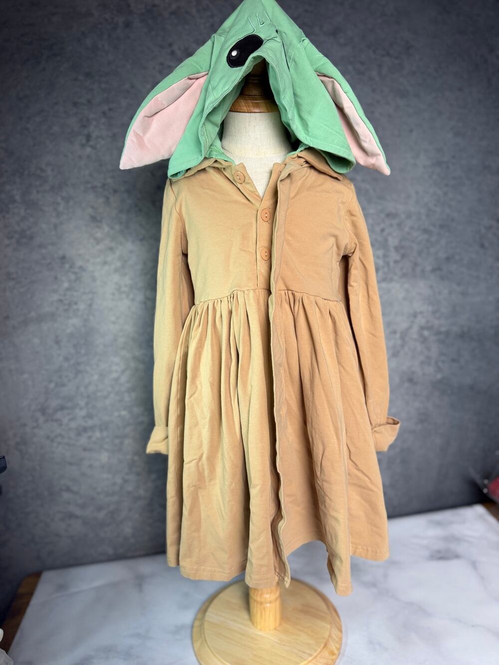 Only Little Once Star Wars and Baby Yoda Inspired Hooded Dress - Size 6
